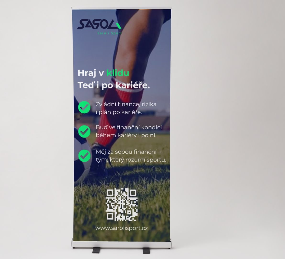 Roll-up Saroli Sport s fotbalistou