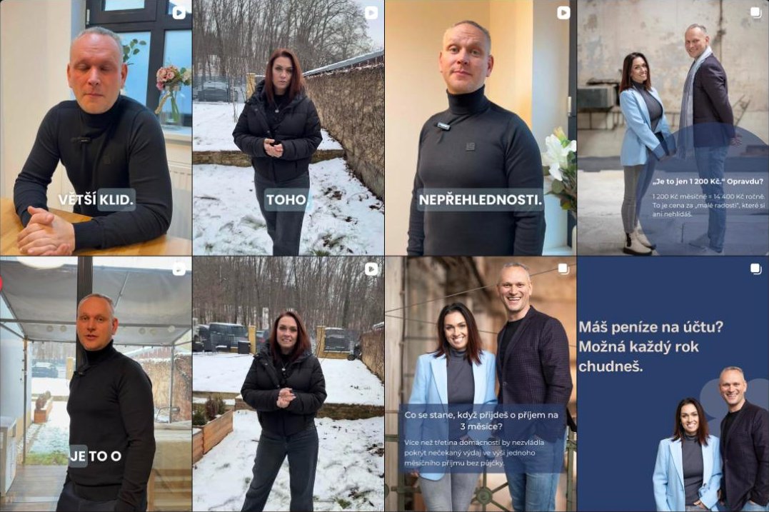 Instagram profil Mistrovství peněz, ukázka příspěvků