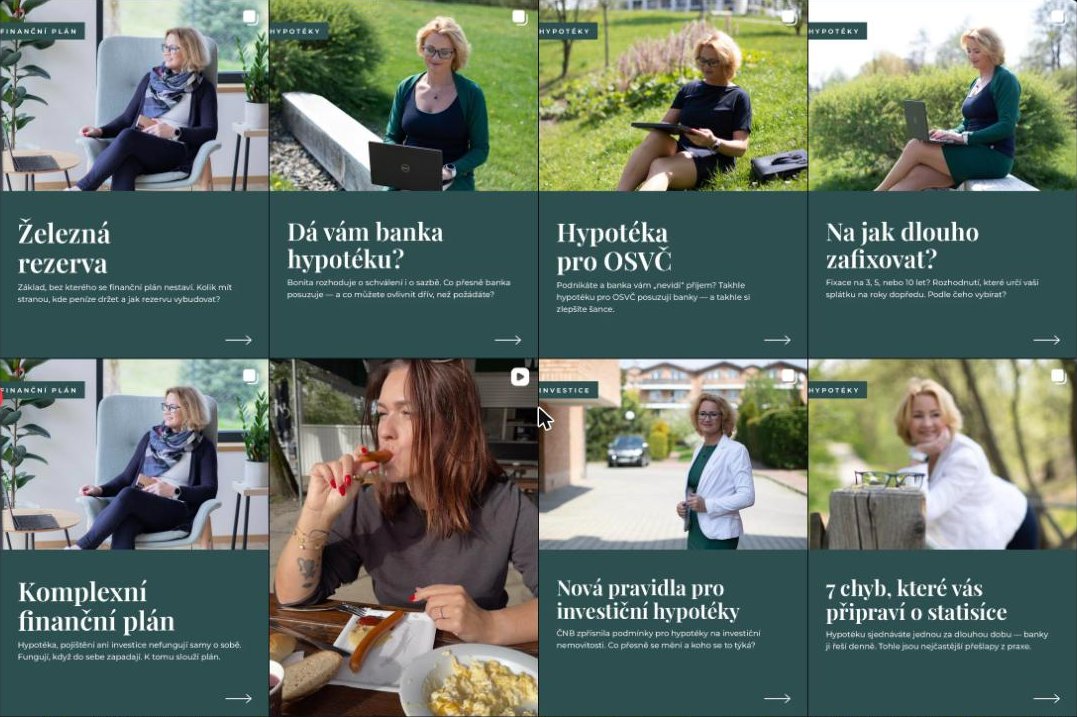 Instagram profil Kateřina Schulzová, ukázka příspěvků