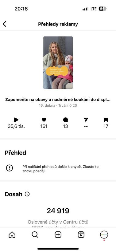 Přehled reklamy na Instagramu: dosah 24 919